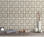 Geometric Square Wallpaper Mural Brown Tone - Image 4