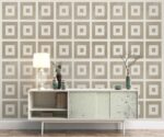 Geometric Square Wallpaper Mural Brown Tone