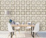 Geometric Square Wallpaper Mural Brown Tone - Image 2