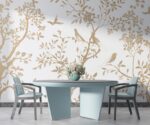 Gold Chinoiserie Birds Wallpaper Bedroom - Image 3