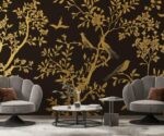 Dark Gold Chinoiserie Wallpaper - Image 3