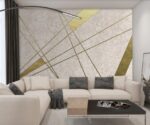 Gold Geometric Wallpaper Mural Abstract Black - Image 3