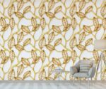 Gold Tropical Leaf Wallpaper   Mural - Image 4