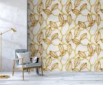 Gold Tropical Leaf Wallpaper   Mural