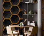Golden Art Deco Geometric Wallpaper Black Hexagon  Mural