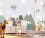 Green Mountain Nursery Mural Hot Air Balloons  Wallpaper - Image 3