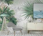 Green Tropical Palm Leaf Wallpaper - Image 3