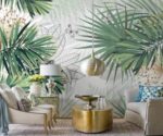 Green Tropical Palm Leaf Wallpaper