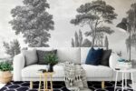 Grisaille Pines Forest Wallpaper Mural:  Temporary Wall Decor - Image 2
