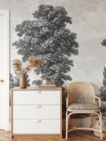 Grisaille Pines Forest Wallpaper Mural:  Temporary Wall Decor - Image 3
