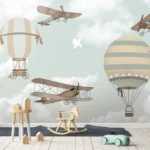 Hot Air Balloons & Biplanes Kids Wallpaper Mural
