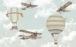 Hot Air Balloons & Biplanes Kids Wallpaper Mural - Image 2