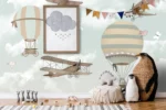 Hot Air Balloons & Biplanes Kids Wallpaper Mural - Image 3