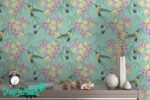 Hummingbird Wallpaper: Tropical Flower Removable Wall Sticker
