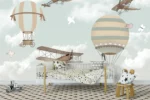 Hot Air Balloons & Biplanes Kids Wallpaper Mural - Image 5