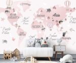 Pink World Map Wallpaper