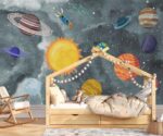 Space Nursery Wallpaper Mural Planets Astronaut - Image 3