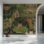 Indian Wallpaper: Traditional Mughal  Mural with Vintage Botanical Garden Design - Image 2