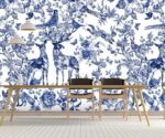 Indigo Floral Animals Wallpaper Forest Wall Mural - Image 3