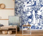 Indigo Floral Animals Wallpaper Forest Wall Mural - Image 2