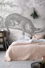 Jaguar Mural Wallpaper: Sepia Gray,  Decor
