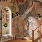 Japanese Geisha Woodblock Print Removable Wall Mural - Floral Peel Stick Temporary Decor