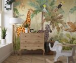 Jungle Safari Animals Wallpaper Tropical Kids Room Mural - Image 2