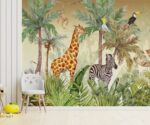 Jungle Safari Animals Wallpaper Tropical Kids Room Mural - Image 3