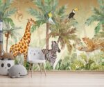 Jungle Safari Animals Wallpaper Tropical Kids Room Mural
