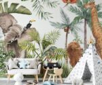 Jungle Safari Animals Wallpaper Mural  Kids Room Decor - Image 3
