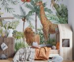 Jungle Safari Animals Wallpaper Mural  Kids Room Decor