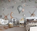 Kids Wallpaper Mural Hot Air Balloon Animals - Image 4