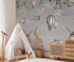 Kids Wallpaper Mural Hot Air Balloon Animals - Image 3