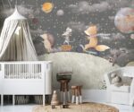 Kids Wallpaper | Cute Animals on the Moon Wall Mural - Image 3