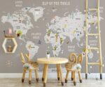 Kids World Map Wallpaper Mural   Educational Nursery Decor - Image 2
