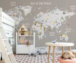 Kids World Map Wallpaper Mural   Educational Nursery Decor - Image 3
