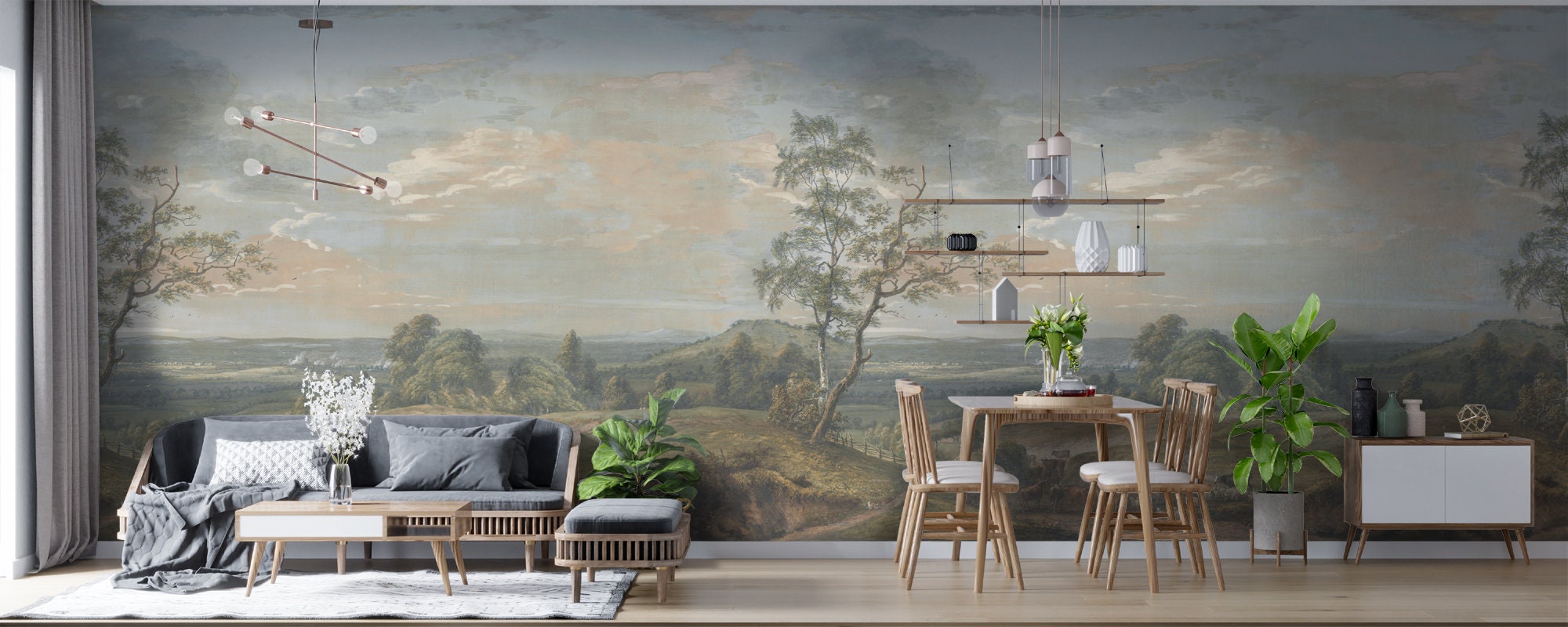 Landscape Wallpaper: or Non-Woven, Vintage Tree Mural Landscape Wallpaper: or Non-Woven, Vintage Tree Mural - Image 1