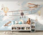 Flying Balloons & Planes Print Children's Room Decor