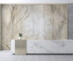 Tropical Leaves Wallpaper Mural Beige Palm Design