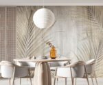 Tropical Leaves Wallpaper Mural Beige Palm Design - Image 2