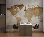 Concrete World Map Mural Vintage Style