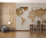 Concrete World Map Mural Vintage Style - Image 2