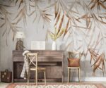 Brown Tropical Leaves Wallpaper Mural