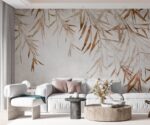 Brown Tropical Leaves Wallpaper Mural - Image 2