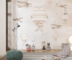 Hot Air Balloon Biplane Wallpaper Child Mural - Image 2
