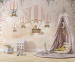 Hot Air Balloon Animals Wallpaper Mural Child Room Decor
