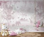 Pink Forest Animals Wallpaper Girls Room Decor