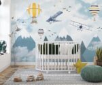 Sky Biplanes & Hot Air Balloons Print Children's Room Decor