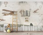 Flying Balloons & Biplanes Print Children's Room Decor