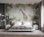 Safari Animals wallpaper Tropical Leaves mural design - Image 4